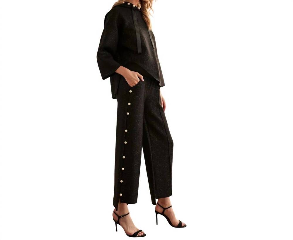 NEW JOH farrah french scuba pearl pant with gliter in black